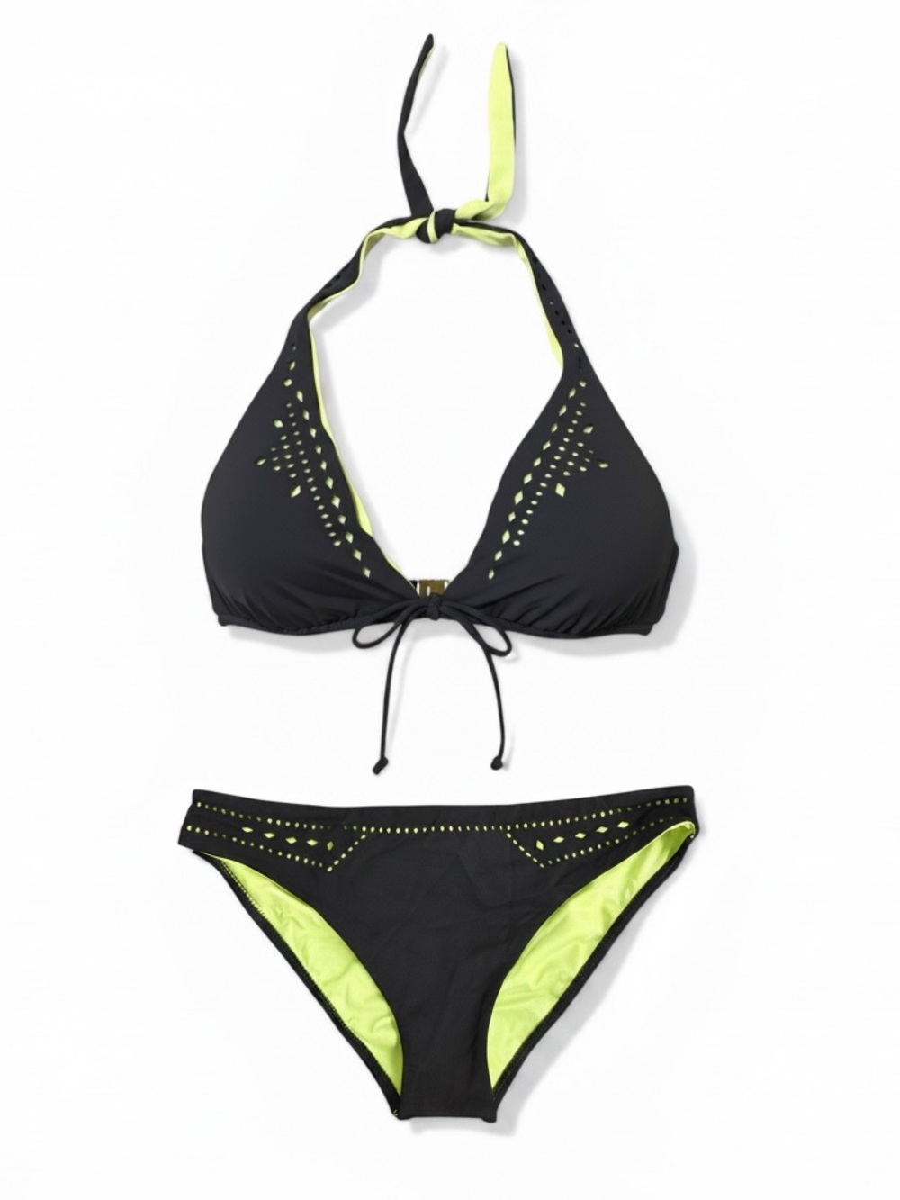 NWOT L*Space laser cut bikini set grey lime